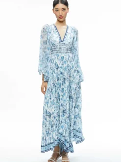 Sion Sunburst Pleated Maxi Dress