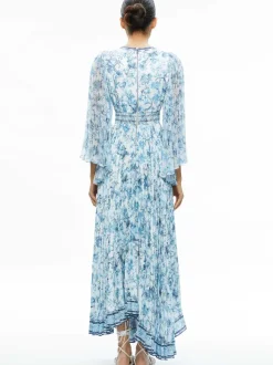 Sion Sunburst Pleated Maxi Dress