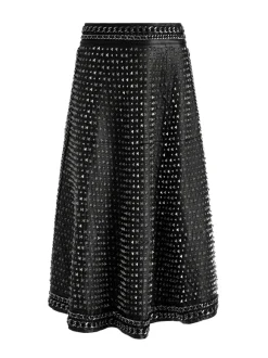Sosie Studded Leather Midi Skirt