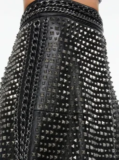 Sosie Studded Leather Midi Skirt