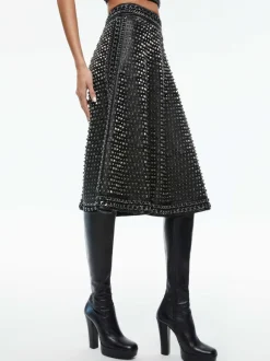 Sosie Studded Leather Midi Skirt