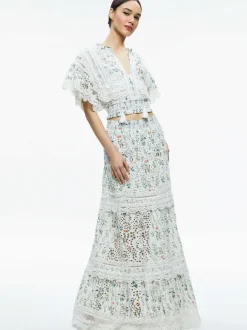 Tabitha Lace Button Front Cropped Blouse