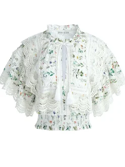 Tabitha Lace Button Front Cropped Blouse