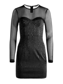 Takako Mesh Crew Neck Mini Dress