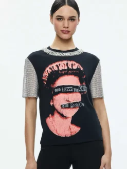 Tari Embellished Crystal Sleeve Tee