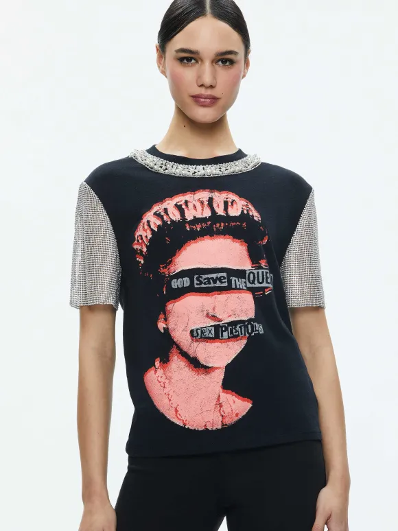 Tari Embellished Crystal Sleeve Tee
