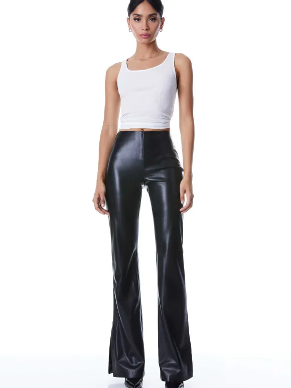 Teeny Vegan Leather Side Slit Pant