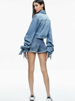 Tiff Denim Jacket With Bow Sleeve