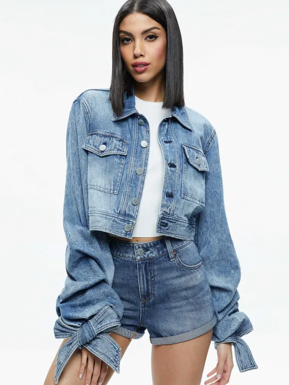 Tiff Denim Jacket With Bow Sleeve