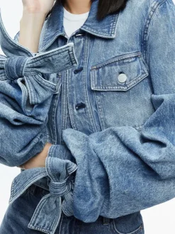 Tiff Denim Jacket With Bow Sleeve