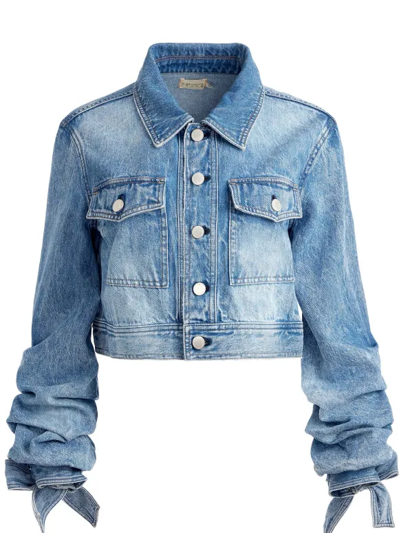 Tiff Denim Jacket With Bow Sleeve