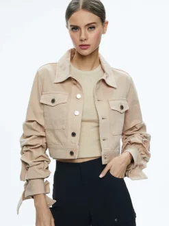Tiff Denim Jacket With Bow Sleeve