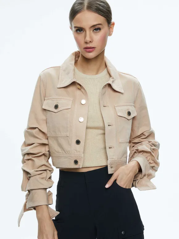 Tiff Denim Jacket With Bow Sleeve