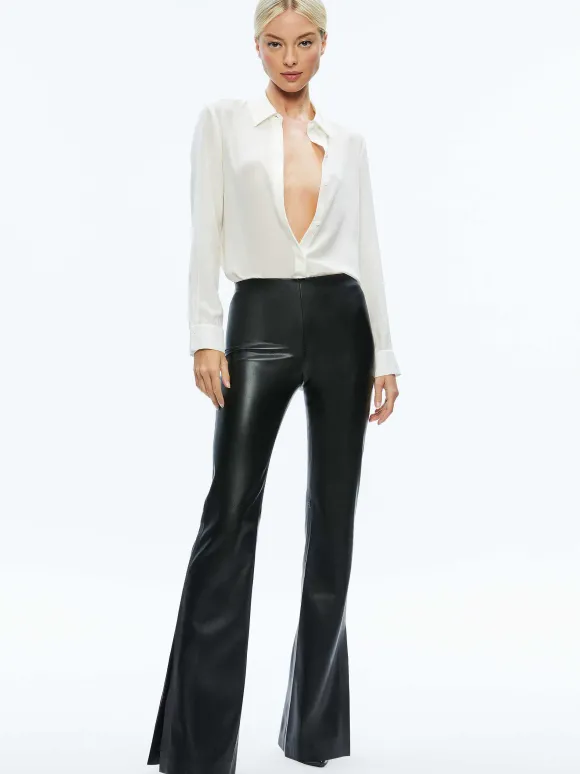 Tina Vegan Leather Split Hem Pant