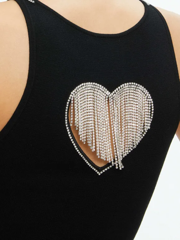 Val Crystal Fringe Cutout Tank