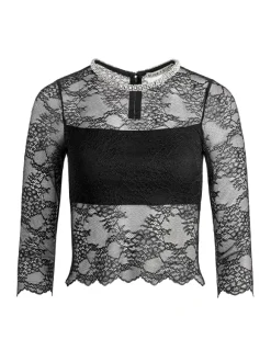 Vanita Embellished Neck Lace Crop Top