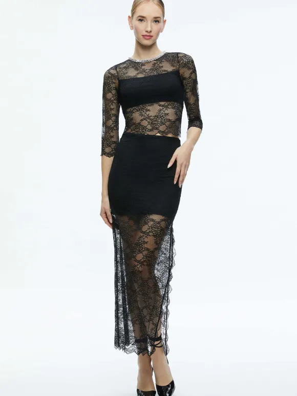 Vanita Embellished Neck Lace Crop Top