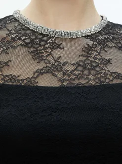 Vanita Embellished Neck Lace Crop Top + Iyanna Lace Maxi Skirt