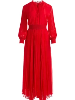Vernia Blouson Sleeve Pleated Maxi Dress