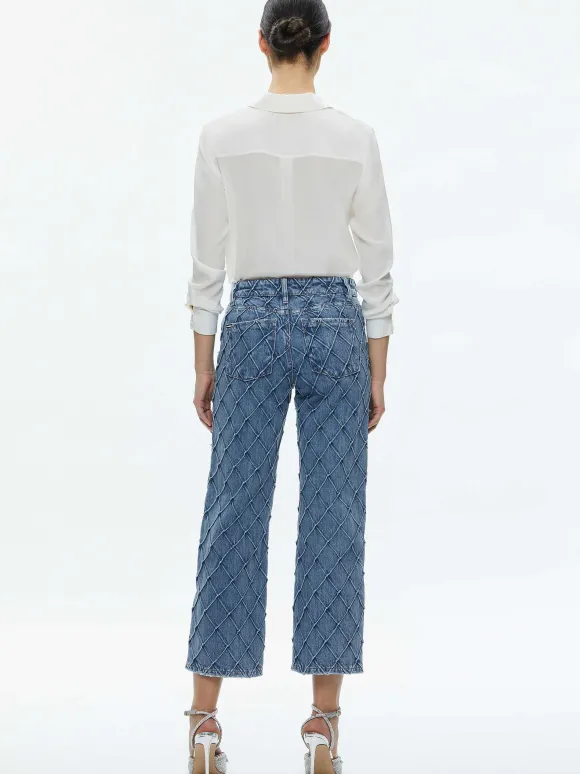 Weezy Quilted Embellished Cropped Mid Rise Jean