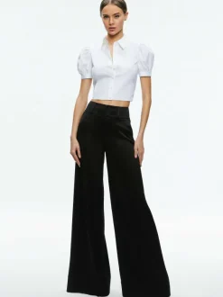 Willa Cropped Puff Sleeve Button Down
