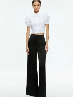 Willa Cropped Puff Sleeve Button Down