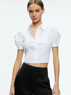 Willa Cropped Puff Sleeve Button Down
