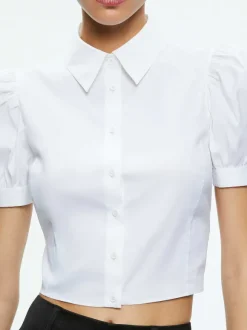 Willa Cropped Puff Sleeve Button Down