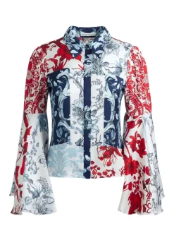 Willa Fitted Placket Bell Sleeve Top