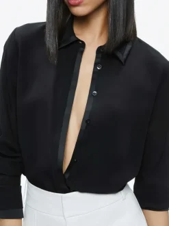 Willa Relaxed Placket Top With Piping Detail