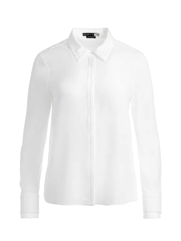 Willa Relaxed Placket Top With Piping Detail