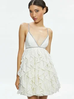 Wilmarie Embellished Lace Ruffle Mini Gown