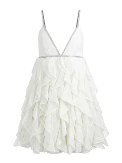 Wilmarie Embellished Lace Ruffle Mini Gown