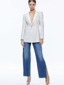 Yona Pinstripe Embellished Blazer