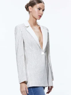 Yona Pinstripe Embellished Blazer